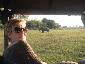 a rare sight in Botswana - Rhino at Chiefs Camp