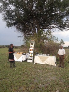 we were treated to a luxurious sundowner at Chiefs Camp